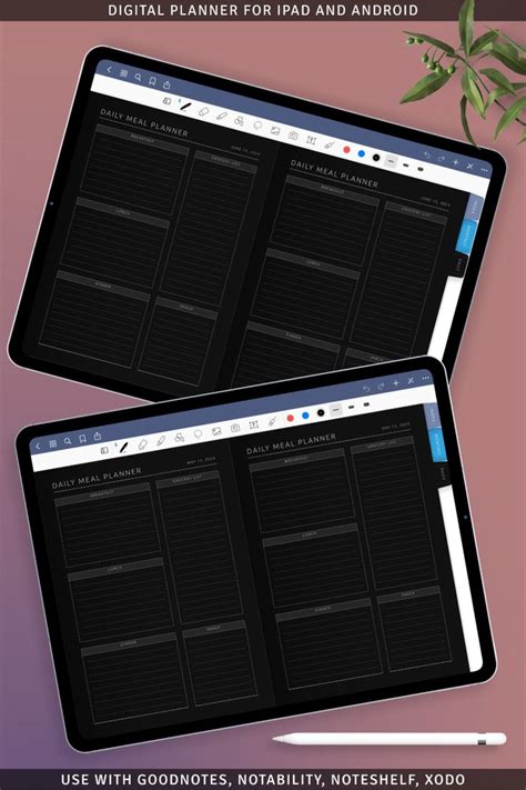 Ipad planner template, good notes ipad ideas, meal plan template, meal planning calendar in 2024