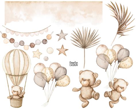 Watercolor Nude Teddy Bear Clipart Baby Girl Boy Cute Baby Etsy Australia