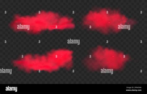 Red smoke effect vector explosion isolated nebula. Red smoke cloudy gas ...