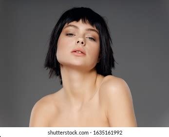 Beautiful Woman Naked Shoulders Makeup Luxury Stock Photo