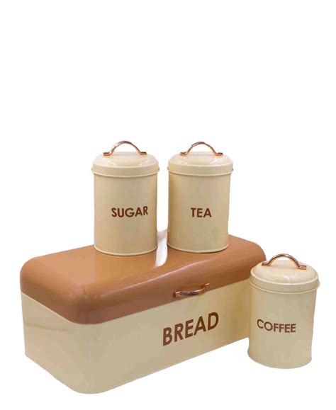 Ch Two Tone Bread Bin And 3pcs Canister Set Cream The Culinarium