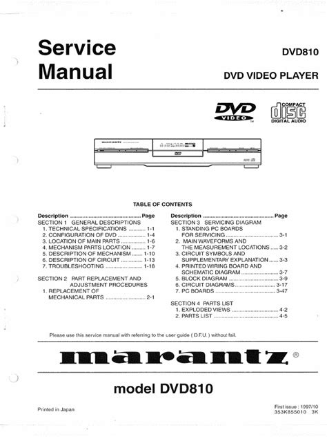 Marantz DVD-810 Service Manual | PDF