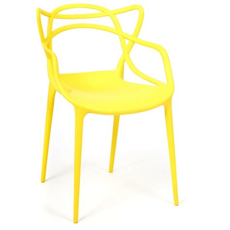 Стул пластиковый с подлокотниками желтый Cat Chair, 4 шт - купить за ...