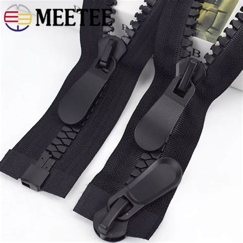 Meetee Cm Resin Zippers Double Slider Open End Auto Lock Long Zip