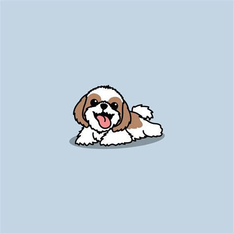 Funny Shih Tzu Dog Lying Down Cartoon Vector Illustration 19029354