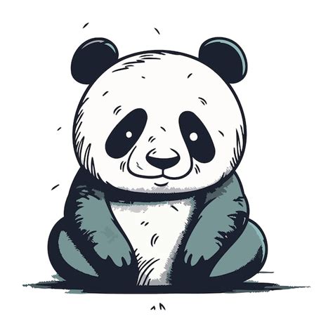 Ilustración vectorial de dibujos animados de oso panda dibujado a mano