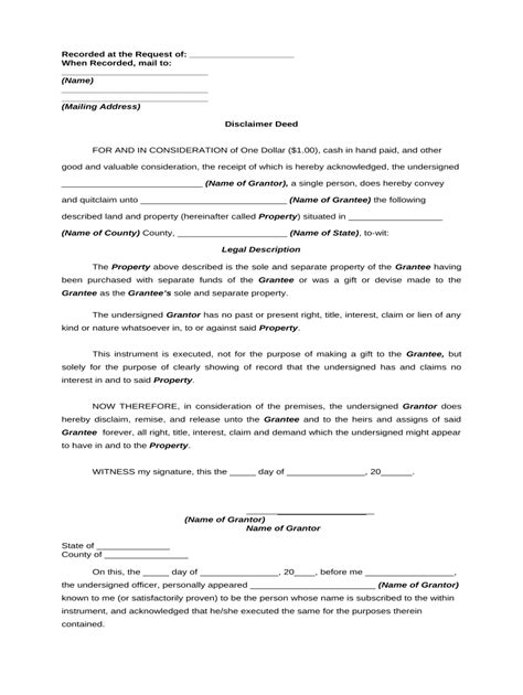 Disclaimer Deed Doc Template Pdffiller