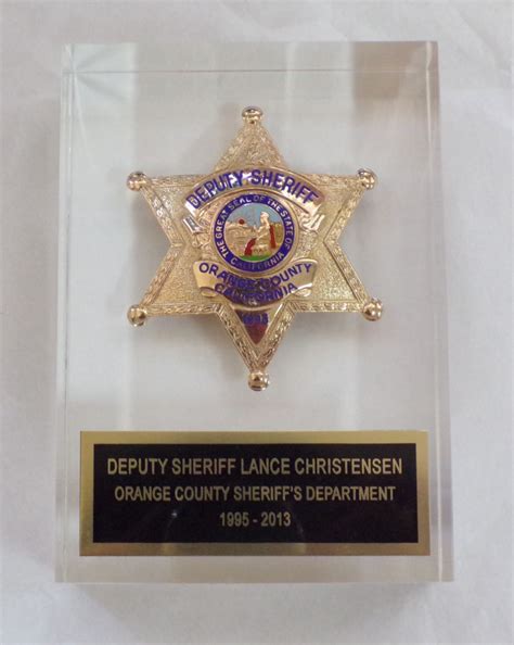 ORANGE COUNTY SHERIFF RECTANGLE LUCITE - ER Badge