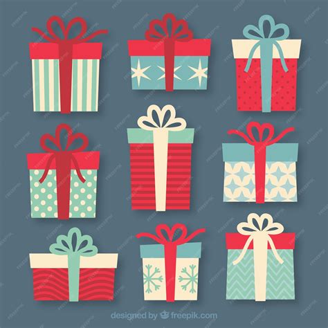 Free Vector | Pretty retro christmas gifts boxes