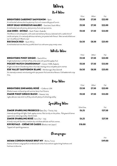 Drinks Menu Key West Bar And Grill Restaurant In Bournemouth Beach