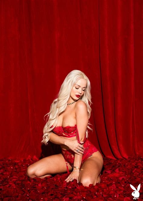 Awesome Blonde Elsa Jean Takes Off Red Lace Lingerie On Rose Petals Photos