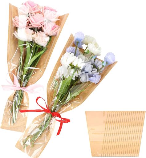 Amazon Jansun 40Pcs Flower Wrapping Bags Kraft Paper Flower