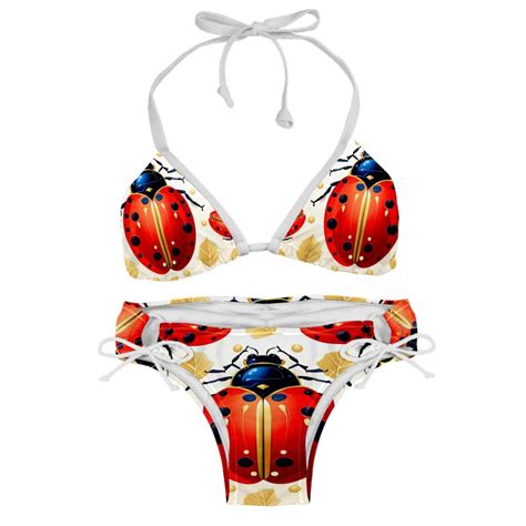 Seven Starred Ladybird Swimsuit Women Bikinis Detachable Sponge Adjustable Strap Bikini Set Two