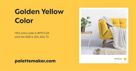 Golden Yellow Color - HEX #FFCC49 Meaning and Live Previews - PaletteMaker