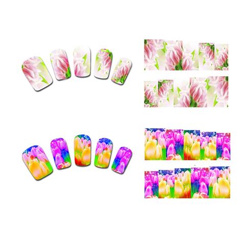 Buy SENECIO 2 Patterns Pack Tulip Multi Color French Nail Art Manicure