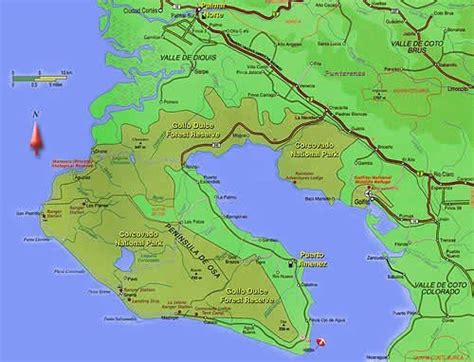 map osa peninsula showing carate red circle area study scientific