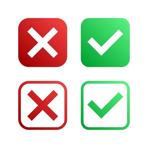 Premium Vector Set Of Green Check Mark And Red Cross Icons