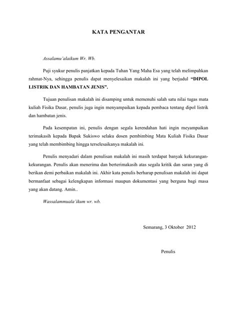 Contoh Kata Pengantar Untuk Makalah