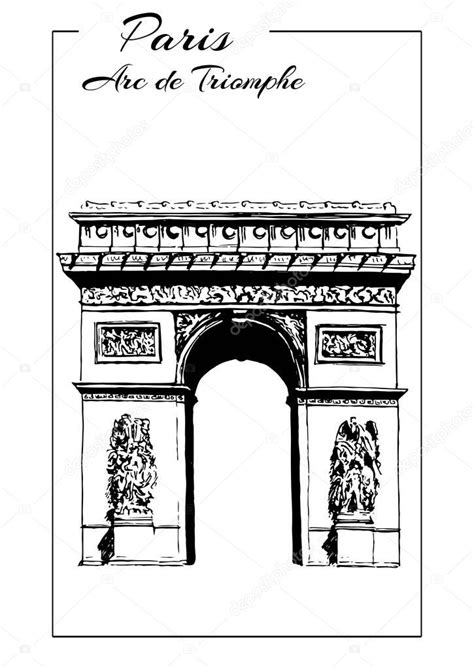 Arco Del Triunfo París Francia Arco Triunfal Dibujo Vector