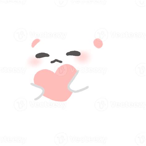 Free Hand-drawn Cute White Bear hug pink Heart in doodle style 22533263