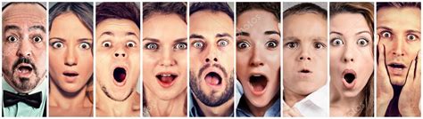 surprised shocked people human emotions reaction stock photo