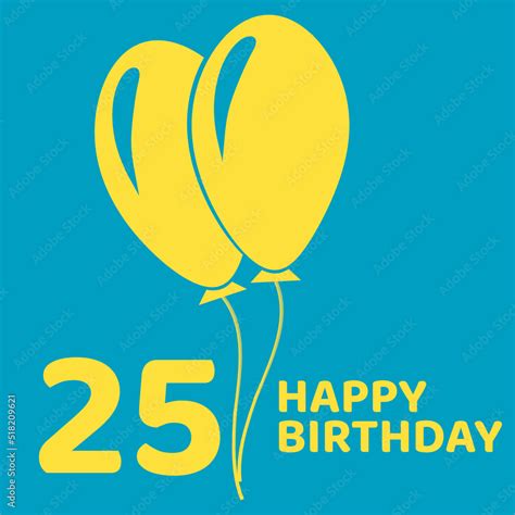 25 years logo. Square logo illustration with 25. Happy birthday text on ...