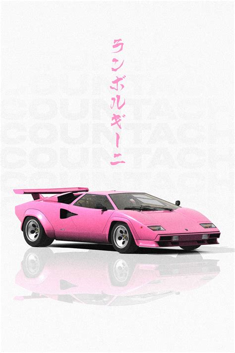 Pink Lamborghini Countach Poster Picture Metal Print Paint By