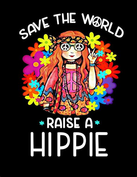 Save The World Raise A Hippie Hippie Notebook Flowers With Peace Sign