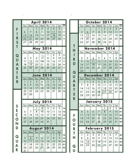 FREE 8+ Sample Fiscal Calendar Templates in Excel| PDF