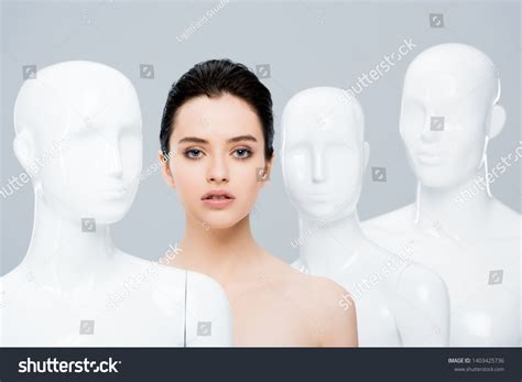 Beautiful Nude Girl Posing Near Mannequins Stock Photo Shutterstock