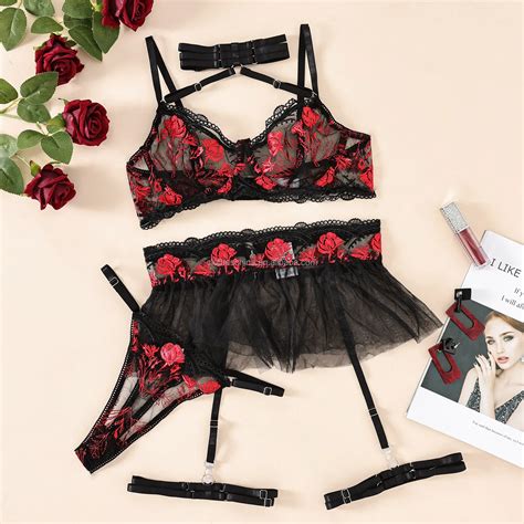 Chuangerm Hot Selling Sexy Lingerie Femme Sexy Lace Halter Hanging Neck Embroidery Thin See