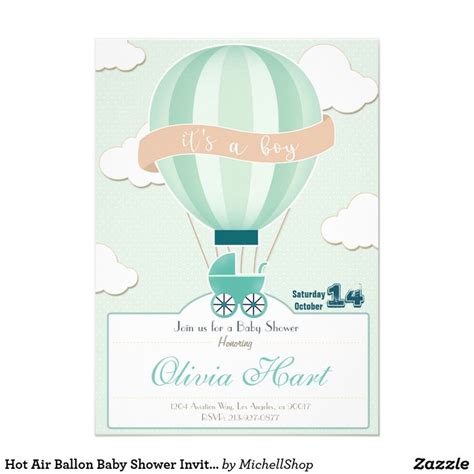 Hot Air Ballon Baby Shower Invitation Zazzle