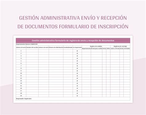 Plantilla de Formato Excel Gestión Administrativa Envío Y Recepción De