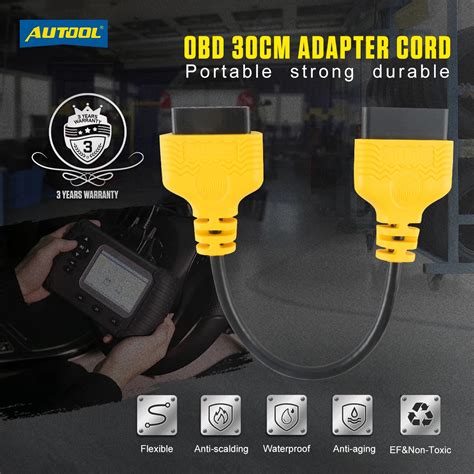 Autool 30cm Auto Obd 2 Diagnostic Adapter Cable Car Obd2 Ii Elm327 Extend Connector Scanner