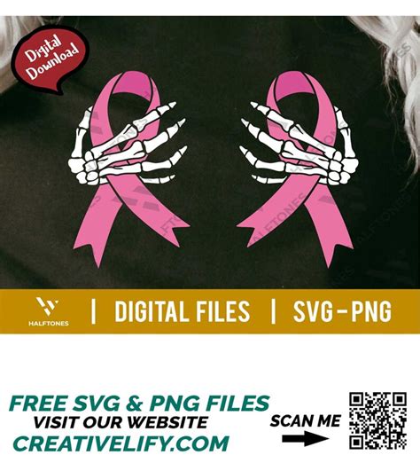 Boob Skeleton Hand Breast Cancer Ribbon Svg Cancer Awarenes Inspire Uplift