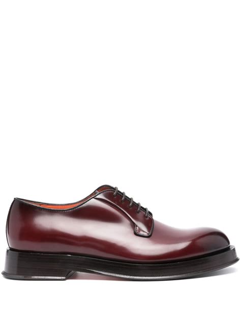 Santoni Calf Leather Derby Shoes Red FARFETCH