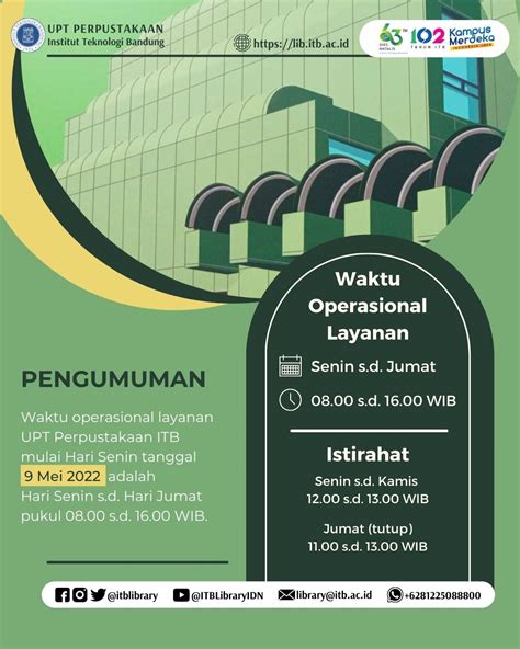 Jam Layanan Upt Perpustakaan Itb Perpustakaan Itb