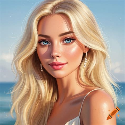 Beautiful Woman With Long Blonde Hair And Blue Eyes In Oversized Men S