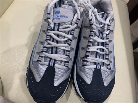 Skechers Sport Womens Navy Bluesilver Sneakers Size Gem