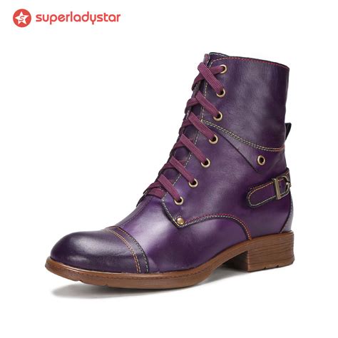 Comfortable Real Leather Ankle Boots Superladystar