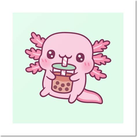 Cute Axolotl Drinking Boba Tea By Rustydoodle Boba Tea Axolotl Boba