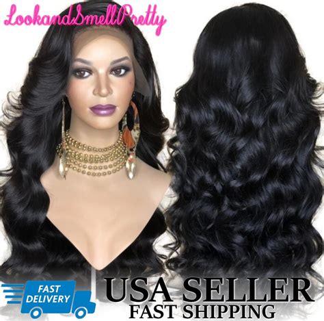 Long 24 Inch Body Wave Lace Front Synthetic Wig 160 Density Etsy