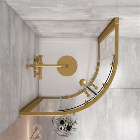 Venice Brushed Brass Quadrant Shower Enclosure 6mm Double Sliding Door