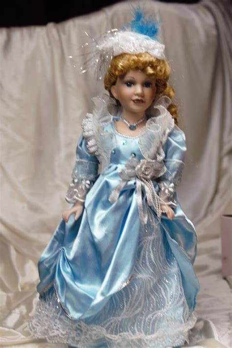Lovely Blue Dress Porcelain Doll With Strawberry Blonde Hair Etsy