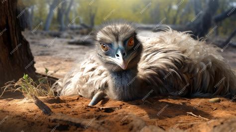 premium photo emu bird laying    tree image generative ai