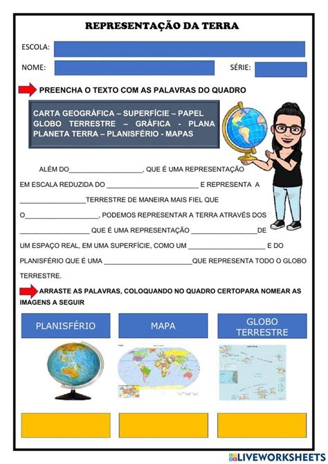 Atividades Representação Da Terra 3 Ano - Representação da terra interactive worksheet | Ciencia