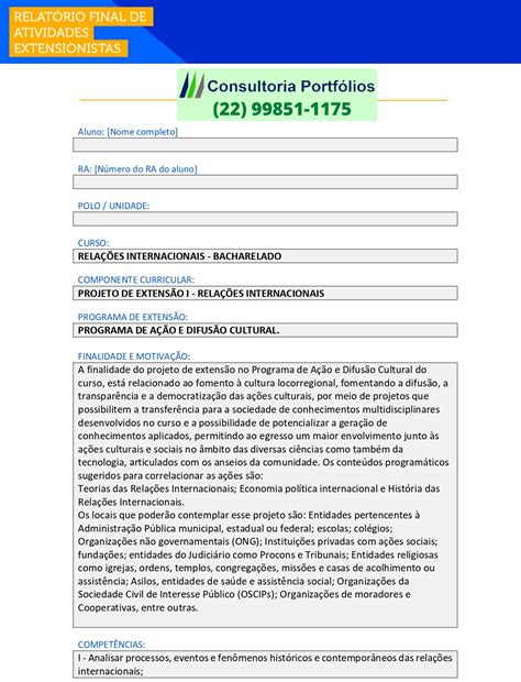 Projeto de extensão I - Relações internacionais - Consultoria Portfolios