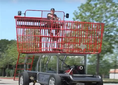 Man Drives Truck Sized Grocery Cart