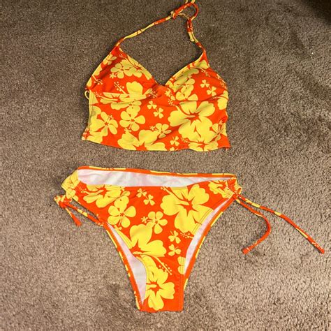 Orange And Yellow Bikini Set Never Worn No Tags Runs Depop