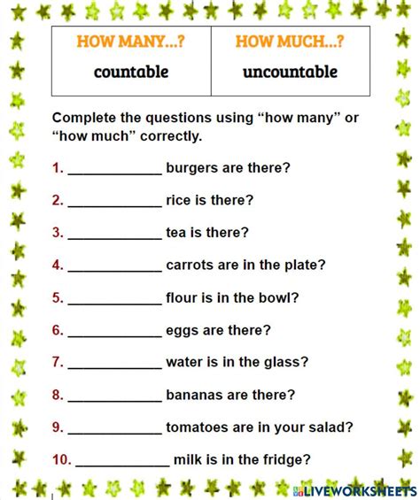 How Many How Much Online Worksheet